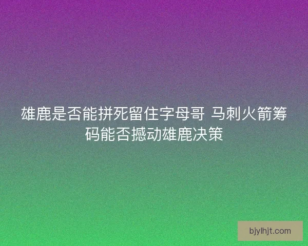雄鹿是否能拼死留住字母哥 马刺火箭筹码能否撼动雄鹿决策 雄鹿是否能拼死留住字母哥 马刺火箭筹码能否撼动雄鹿决策