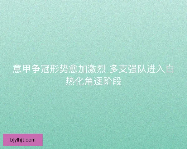 意甲争冠形势愈加激烈 多支强队进入白热化角逐阶段